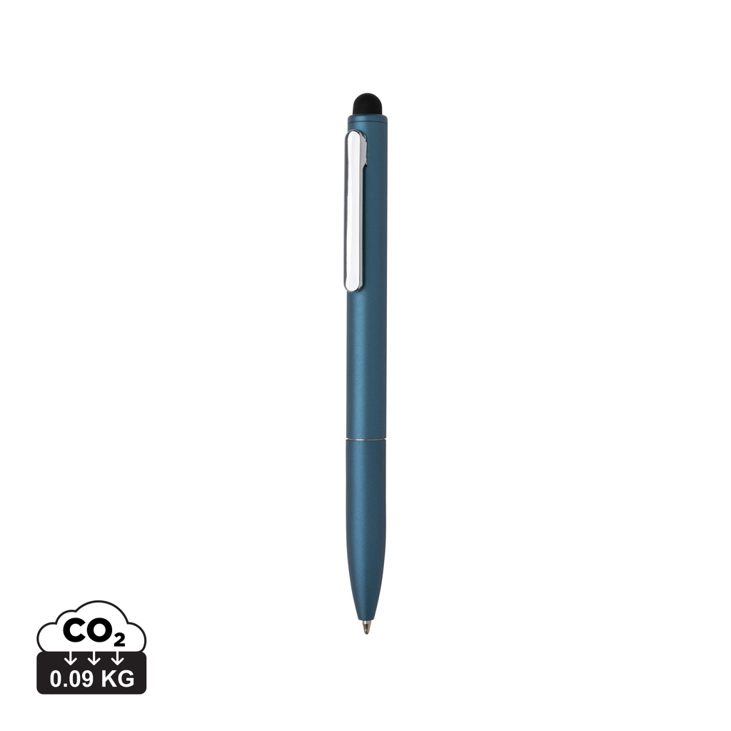 Stylo publicitaire avec stylet en alu recyclé Kymi Bleu royal